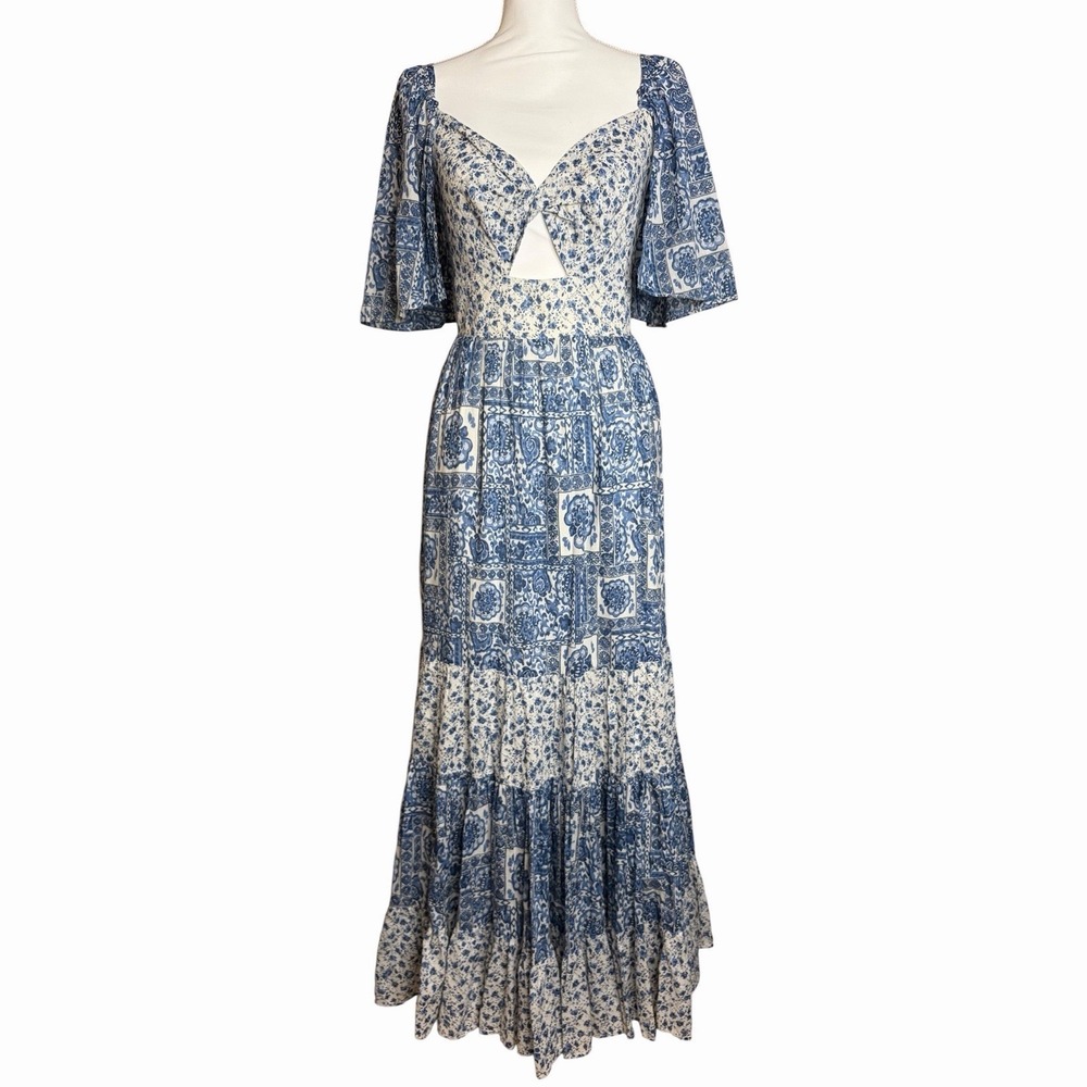 Abercrombie & Fitch Blue and White Patchwork Floral Maxi Dress - Picture 2 of 13